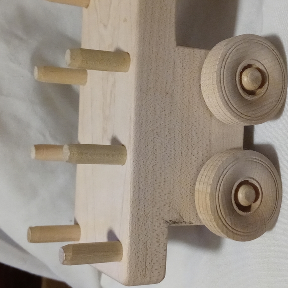 AVAILABLE-Handmade wooden Semi with trailer. 3.5" tall x 12" tall with trailer. - Picture 4 of 6